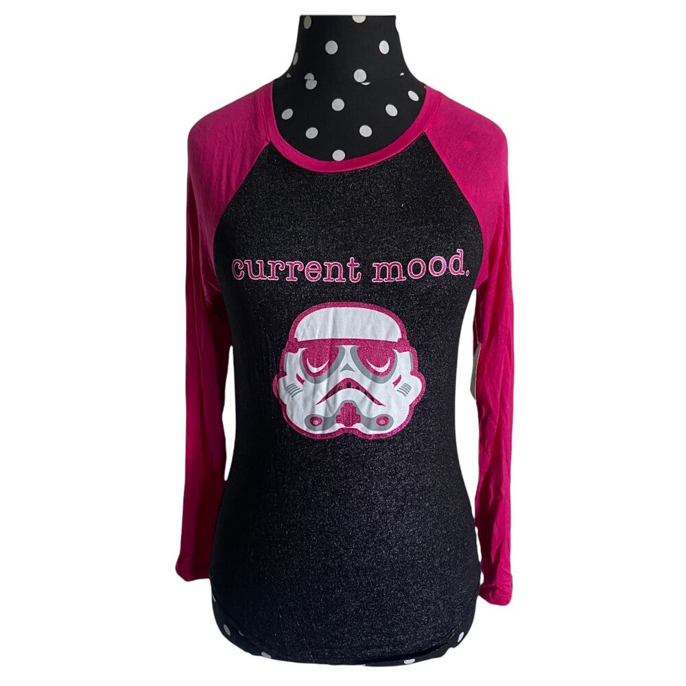 Star Wars Girls Top Size M 7 8 Stormtrooper Current Mood Pink Black Glittery